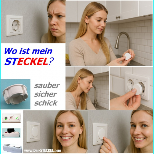 4-er Set Original-STECKEL SCHWARZ - Steckdosenschutz StaubStop-Deckel
