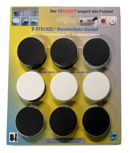 9 (!!) STECKEL (6sw+3ws) Steckdosen Abdeckung erspart Putzen Staubschutz schick