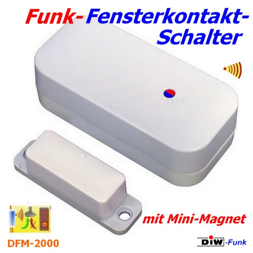 Fensterkontaktschalter mit Batterie-Warnkontrolle und 2-farbiger LED-Anzeige der Schaltart