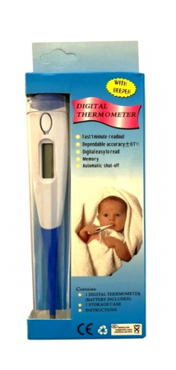 Digitales Fieber-Thermometer inkl. Schutzhülle, wasserdichter Sensor KT-DT4B