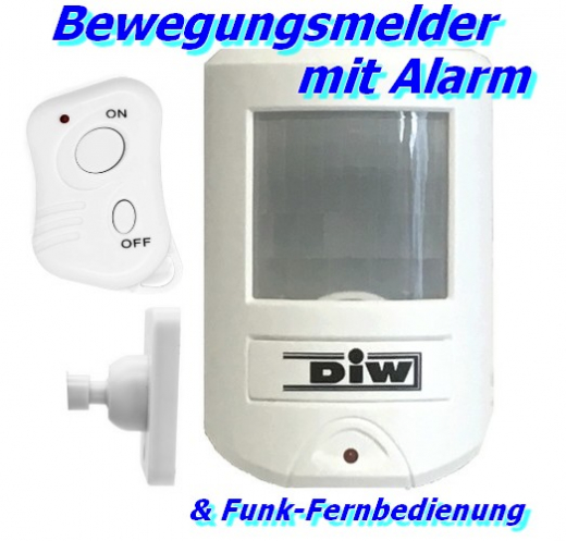 DAL-BM20 Alarmsystem Bewegungsmelder mit Alarmsirene und Funk-Fernbedienung