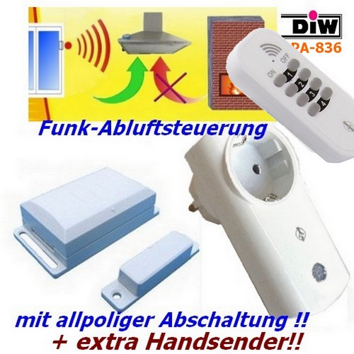 PA-836 Funk-Abluftsteuerung 2-polige Abschaltung Intertechno Stecker+Handsender