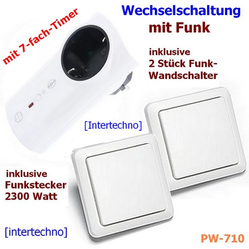 Intertechno Drahtlose Wechselschaltung mit 7-fach Timer - PW-710