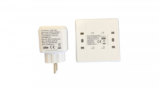 DIW-Funk KS-2300 Kinetisches Funk-Schaltset mit Funksteckdose und batterielosem Wandsender