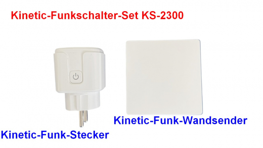 DIW-Funk KS-2300 Kinetisches Funk-Schaltset mit Funksteckdose und batterielosem Wandsender