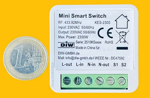 DIW-Kinetik KE-2300 Kinetisches Funk-Schaltset mit Einbau-Empfänger und batterielosem Wandsender