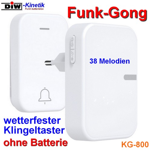 DIW-Kinetik KG-800 Funk-Klingel Set mit kinetischem Taster und Empfänger