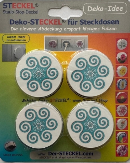 4 Stück Dekosteckel DS-46p_Ornament_Tuerkis