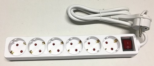 EL-045490 6-fach Steckdosenleiste 1,5m EIN-AUS-Schalter normaler Winkelstecker