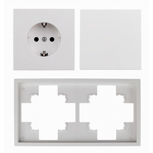 ESH-367 Schalter und Steckdosen Set TÜR 2-fach SHALLOW-weiss