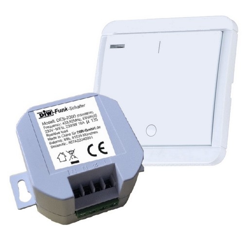 PT-541 DIW-Funk Timer SPARSET Einbauschalter 2300W + Wandsender mit 5-fach Timer