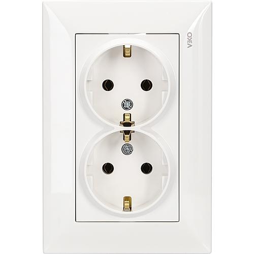 Schuko-Doppelsteckdose mit Klappdeckel EGB-Meridian reinweiß
