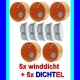 5x Hohlwanddosen winddicht Ø68x48mm tief mit Schrauben + 5 Steckdosenabdeckungen weiß