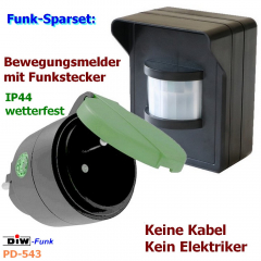 PD-543 DIW-FUNK Bewegungsmelder IP44 mit Outdoor-Funkstecker DOR-2300