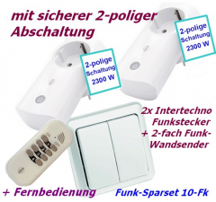 Funk-SPARSET-10k-plus Serien-Wandsender + Intertechno Funkstecker + Handsender