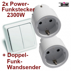 SPARSET-10e: 2x Mini-Funkstecker Intertechno + Doppel-Funkwandsender