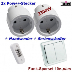 SPARSET-10e+: 2x Mini-Funkstecker Intertechno+ Doppel-Funkwandsender+ Handsender