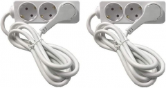 2 Stück 3-Fach Steckdosenleiste, flacher Winkelstecker, 3m, WSP2x045405