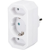 EL-061490 Steckdosenadapter 1x Schutzkontakt / 2x Euro, weiß