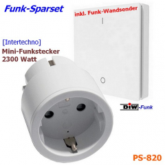 PS-820 - Mini Funk-Zwischenstecker 2300W von Intertechno + kabelloser Funkwandsender