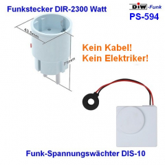PS-594 DIW-Funk Sparset 230V-Funkstecker DIR-2300 + Spannunswächter DIS-10