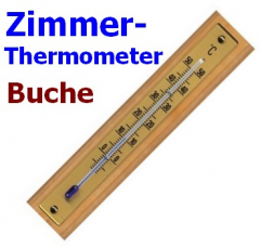 Zimmerthermometer Holz mit vergoldeter Skala