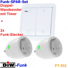 PT-502 DIW-Funk TIMER-Sparset 2 x Funkstecker DSR-2300 + Wandsender DWS-20T Set
