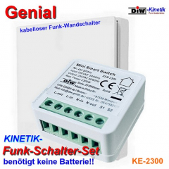 DIW-Kinetik KE-2300 Kinetisches Funk-Schaltset mit Einbau-Empfänger und batterielosem Wandsender