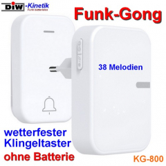 DIW-Kinetik KG-800 Funk-Klingel Set mit kinetischem Taster und Empfänger