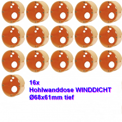 16x Hohlwanddosen winddicht Ø68x61mm tief mit Schrauben, 16x141870