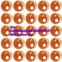 25x Hohlwanddosen winddicht Ø68x61mm tief mit Schrauben, 25x141870