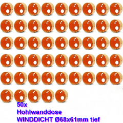 50x Hohlwanddosen winddicht Ø68x61mm tief mit Schrauben, 50x141870