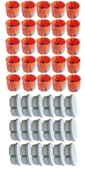 25x Hohlwanddosen winddicht Ø68x61mm tief mit Schrauben + 18 Steckdosenabdeckungen weiß