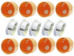 8x Hohlwanddosen winddicht Ø68x48mm tief mit Schrauben + 5 Steckdosenabdeckungen weiß