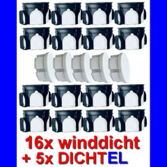 16x Schalterdose WINDDICHT SK05 Ø60x46mm flach + 5 Steckdosendichtungen weiß