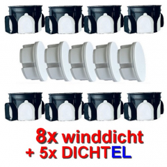 8x Schalterdose WINDDICHT SK05 Ø60x46mm flach + 5 x Steckdosenabdeckungen weiß