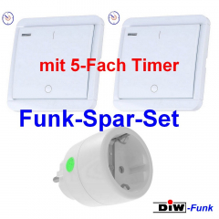 PT-522 DIW-Funk TIMER-Sparset 230V-Funkstecker DSR-2300 + 2x Wandsender DWS-10T