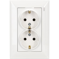 Schuko-Doppelsteckdose mit Klappdeckel EGB-Meridian reinweiß